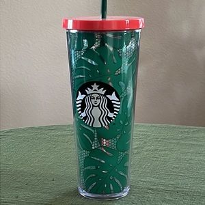 Starbucks iced Tumbler with palm leaf design